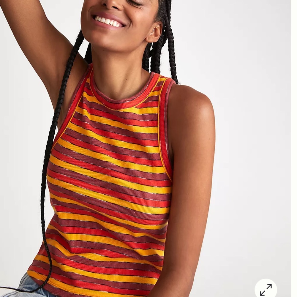 Anthropologie Ribbed Racer Tank Top